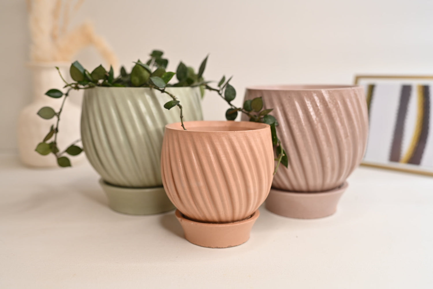 handmade concrete pot modern leaf design