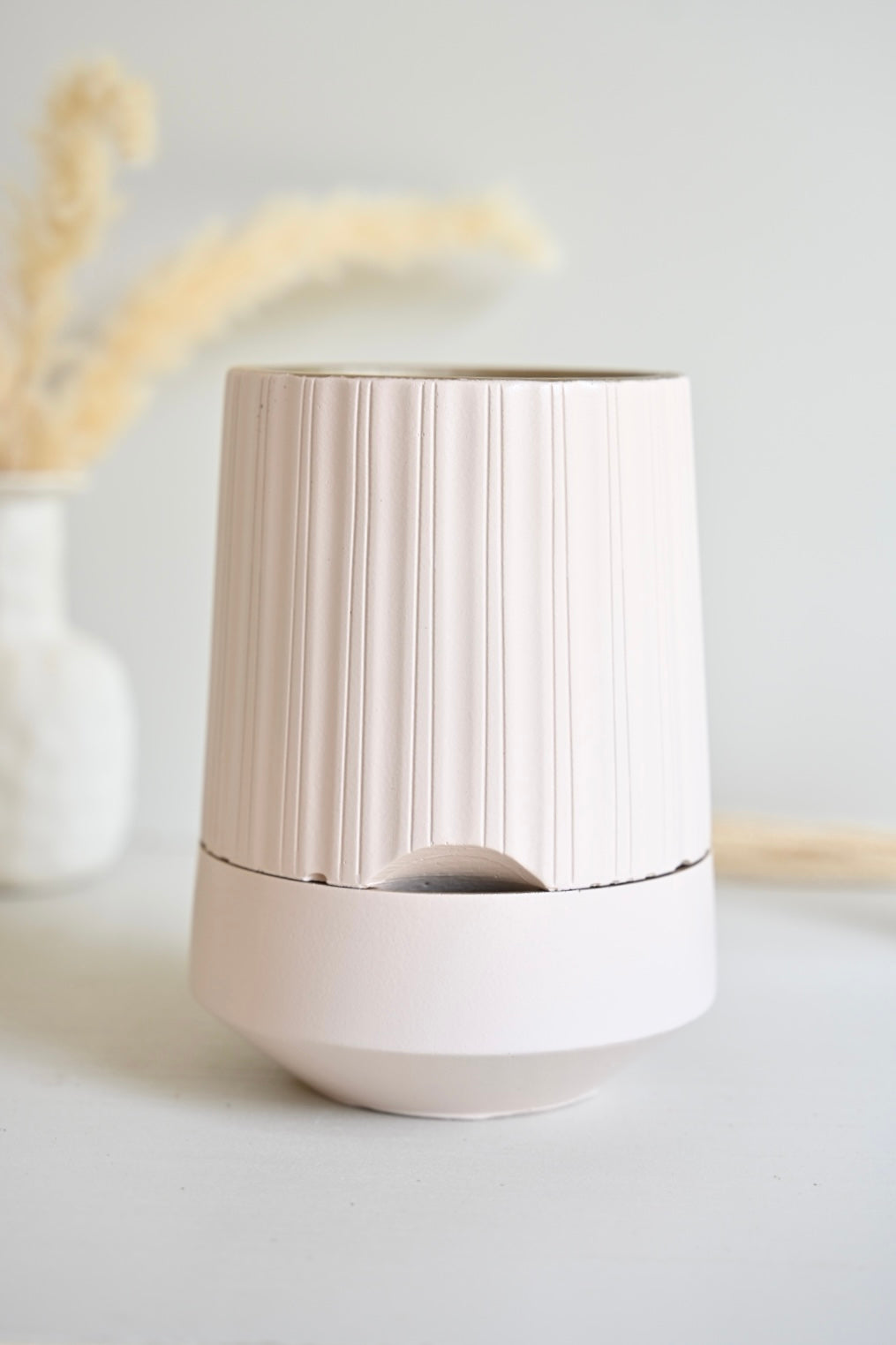 The Column – Tall Striped Self-Watering Concrete Pot (Fits 4.7" Slotted Nursery Pots)