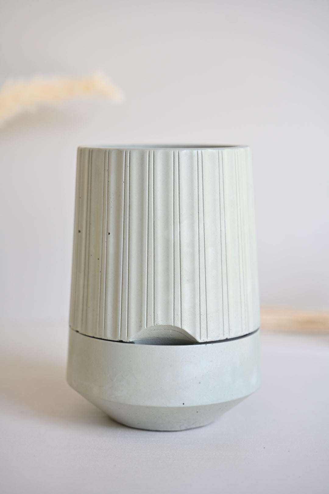 The Column – Tall Striped Self-Watering Concrete Pot (Fits 4.7" Slotted Nursery Pots)