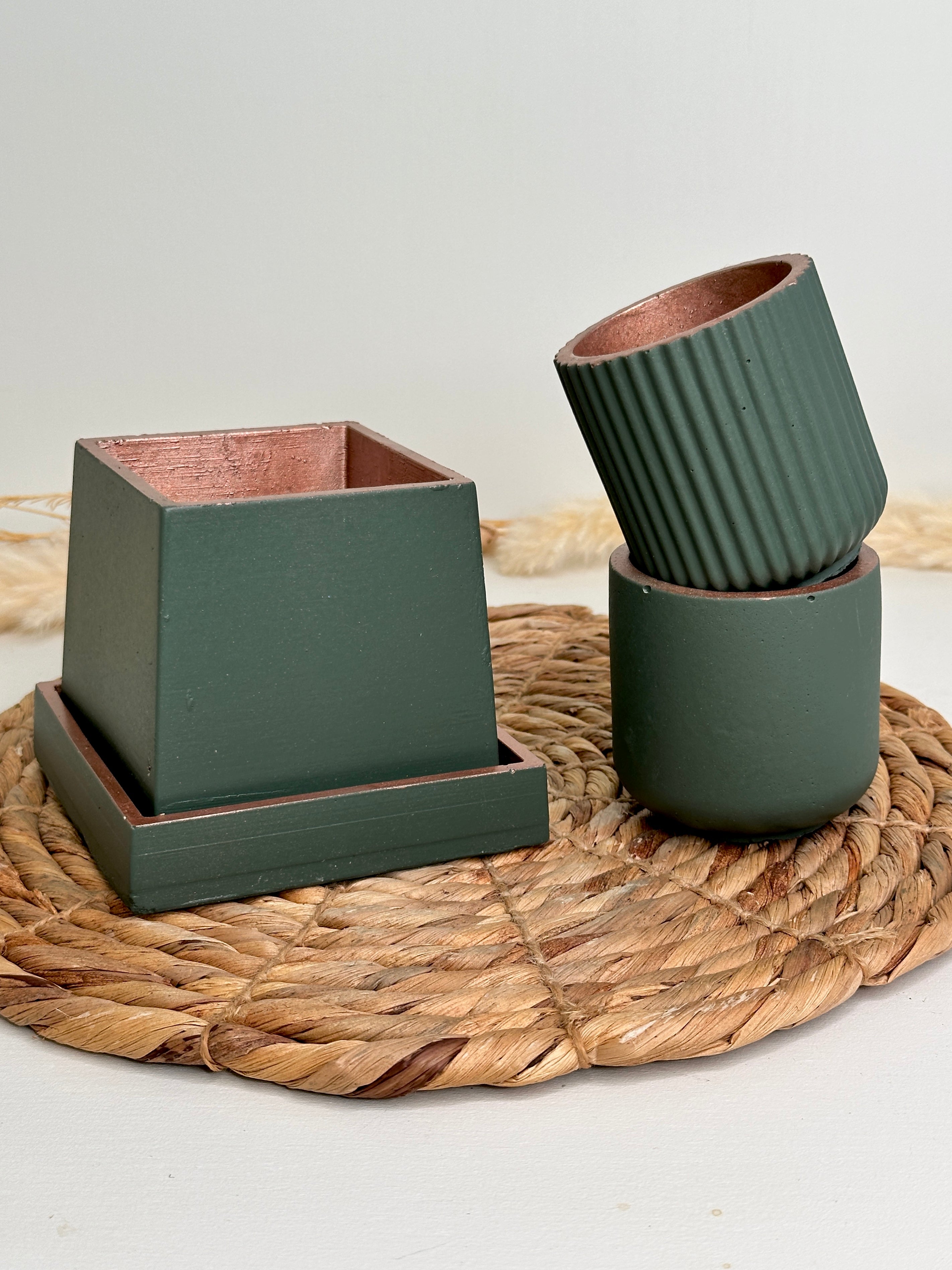 Green copper pot set planter bundle