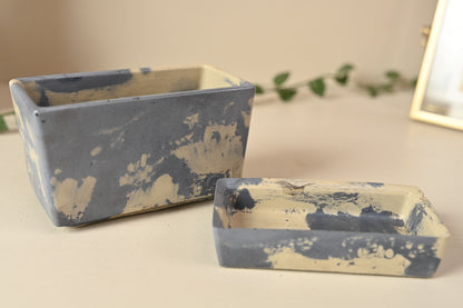 Mini Self Watering Rectangle Planter Box in Slate and  Sandstone