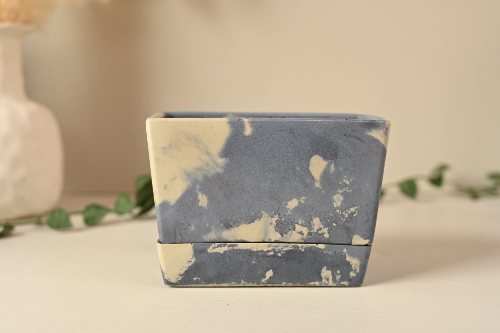 Mini Self Watering Rectangle Planter Box in Slate and  Sandstone