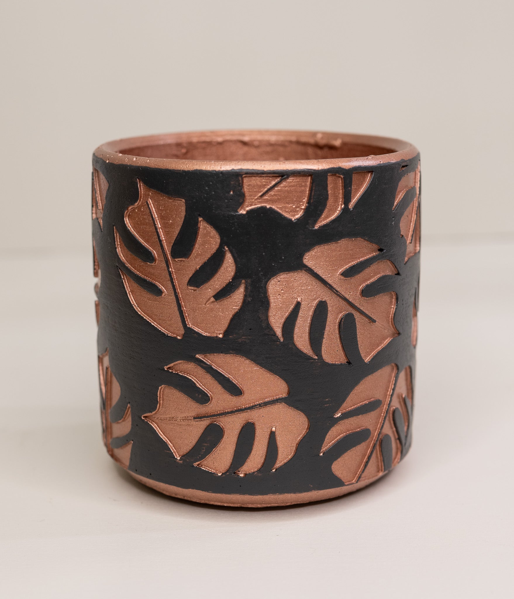 black pot planter copper leaf wholesale pottery plant supplies