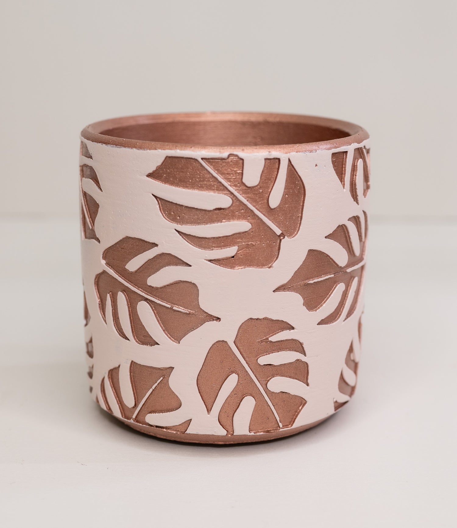 pink pot planter copper leaf design wholesale pottery plant supplies