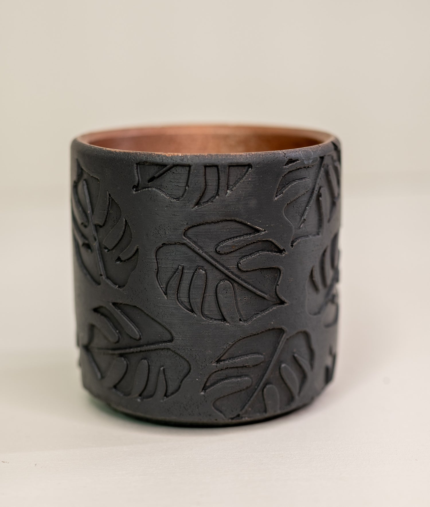 black pot planter copper leaf design wholesale pottery plant supplies