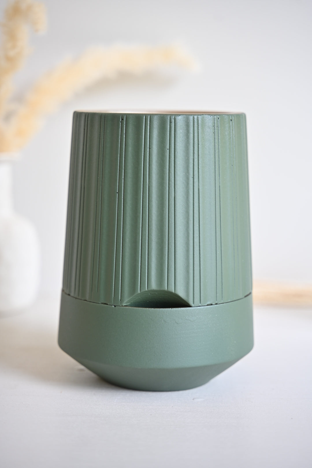 The Column – Tall Striped Self-Watering Concrete Pot (Fits 4.7" Slotted Nursery Pots)