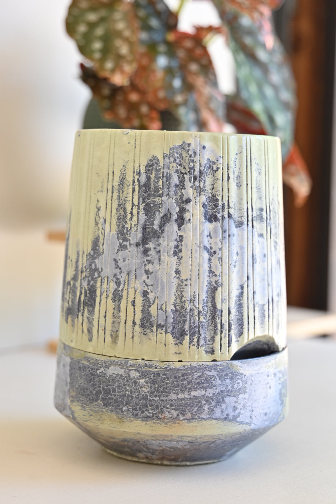 One-of-a-Kind Column Self-Watering Pot – Sea Foam (Exact Pot Pictured)