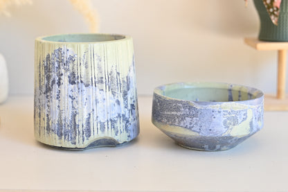 One-of-a-Kind Column Self-Watering Pot – Sea Foam (Exact Pot Pictured)