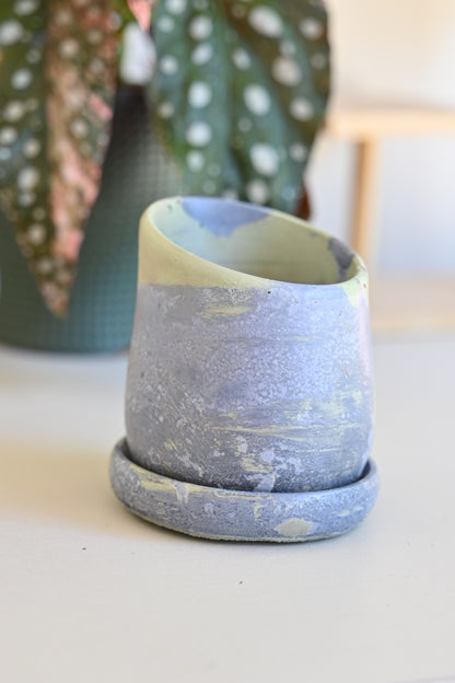 One-of-a-Kind 3&quot; Tilt Pot with Saucer – Sea Foam
