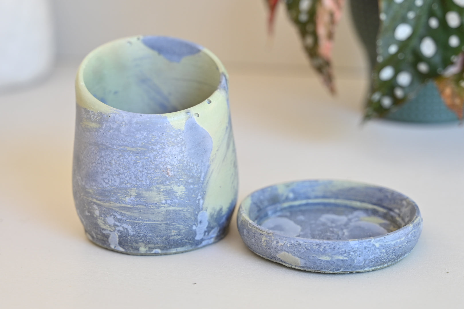 One-of-a-Kind 3&quot; Tilt Pot with Saucer – Sea Foam