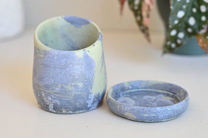 One-of-a-Kind 3&quot; Tilt Pot with Saucer – Sea Foam