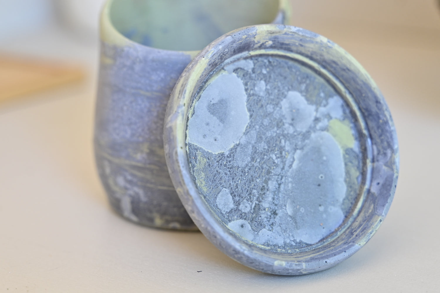 One-of-a-Kind 3&quot; Tilt Pot with Saucer – Sea Foam