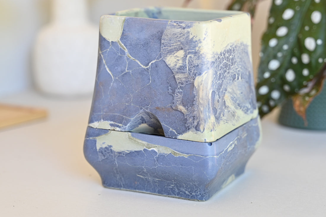 Belle Self-Watering in Sea Foam - One-of-a-Kind Handmade Planter