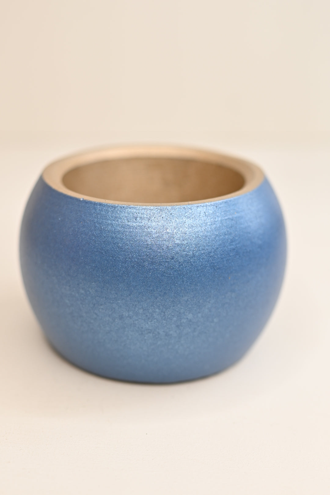 metallic blue bowl planter wholesale plant pots unique handmade pottery with drain hole 