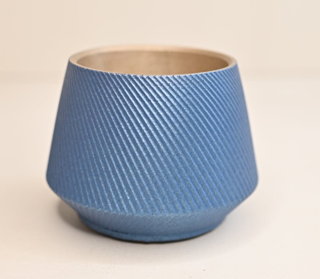 metallic blue planter wholesale plant pots unique handmade pottery with drain hole 