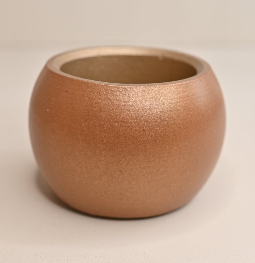 metallic bowl planter wholesale plant pots unique handmade pottery with drain hole 