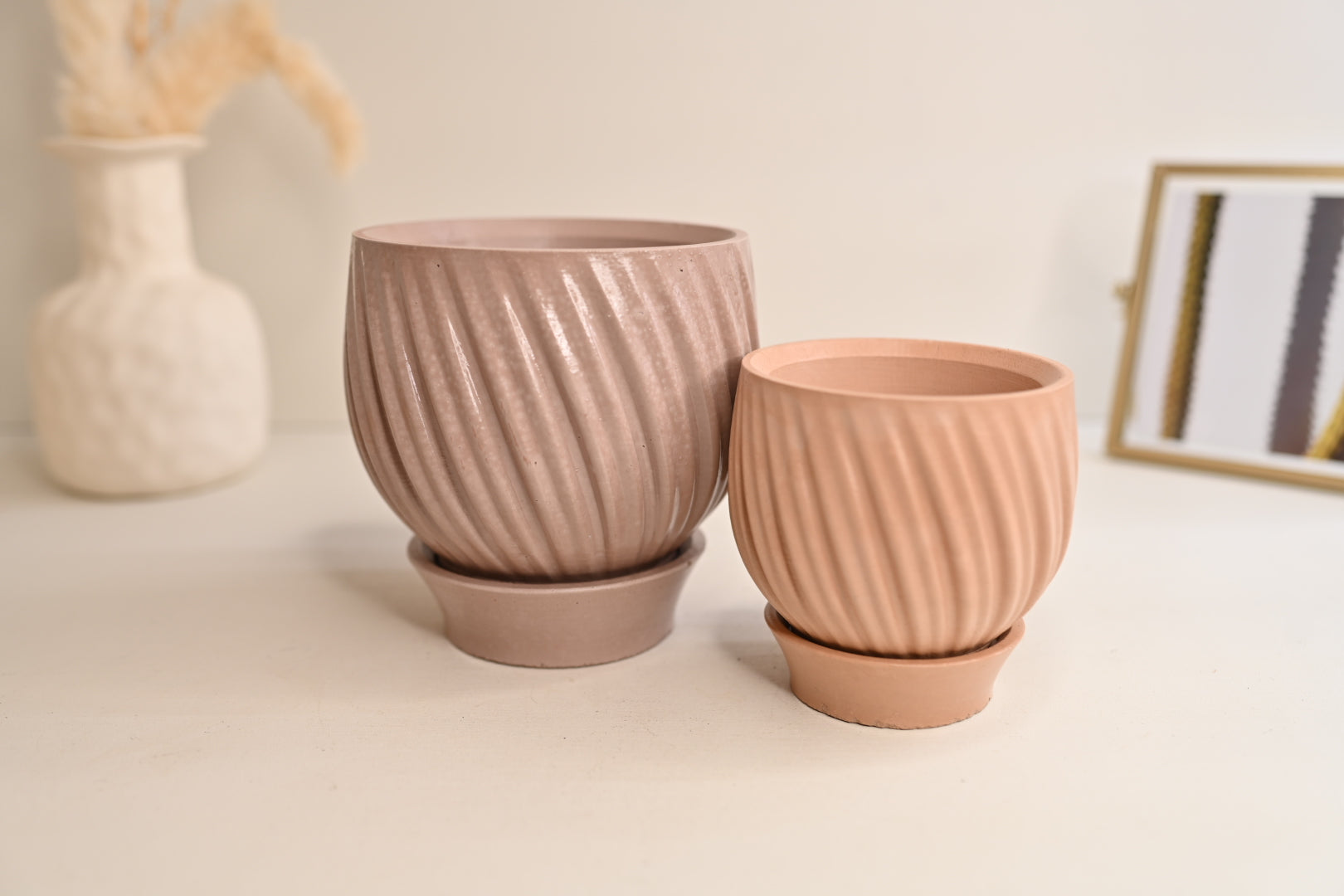 earthy planters pots with saucer