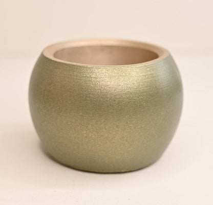 metallic bowl planter wholesale plant pots unique handmade pottery with drain hole 