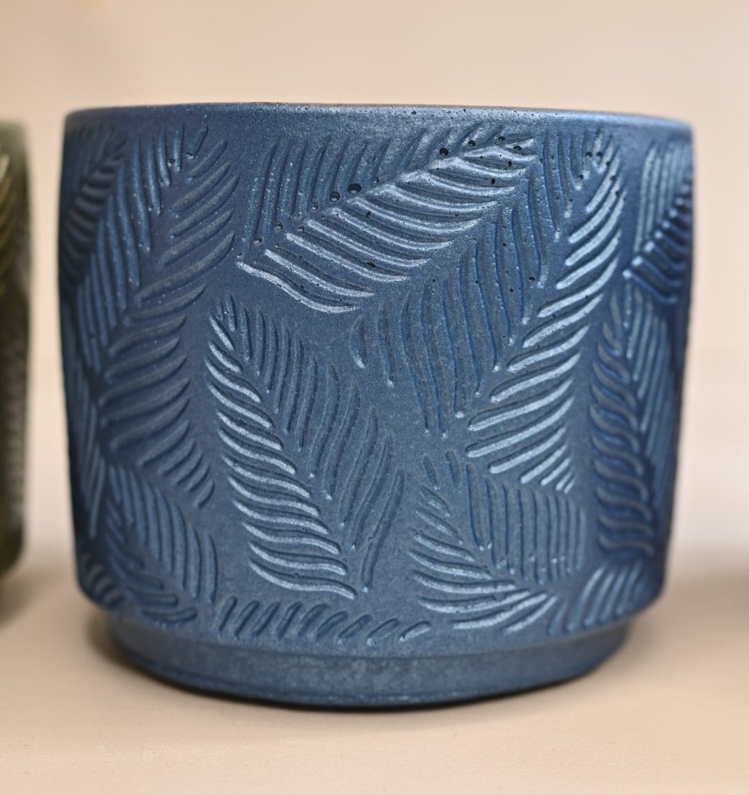 metallic blue pot unique handmade planter with drain hole wholesale pottery for plants