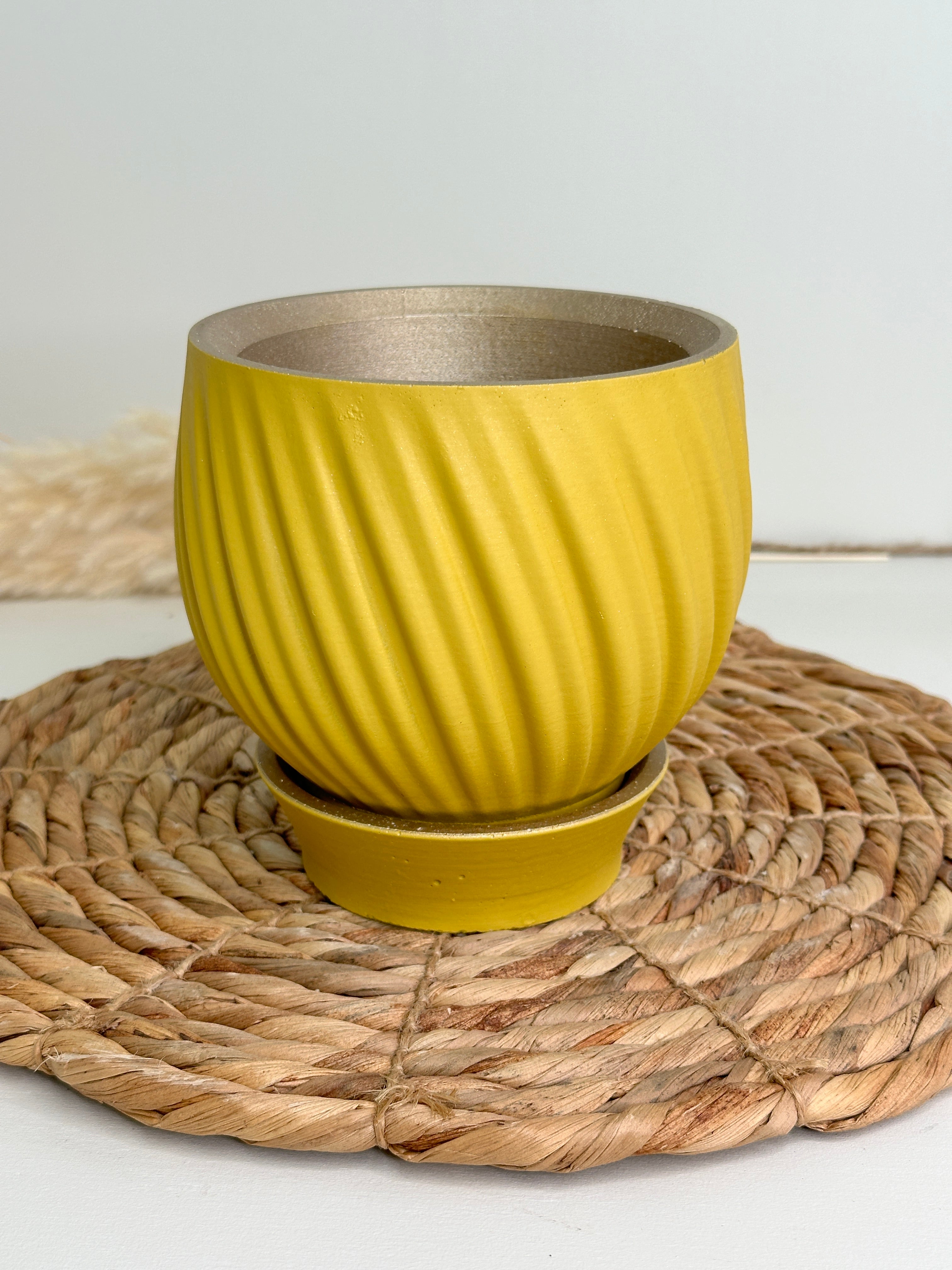 yellow gold pots unique planters with saucer